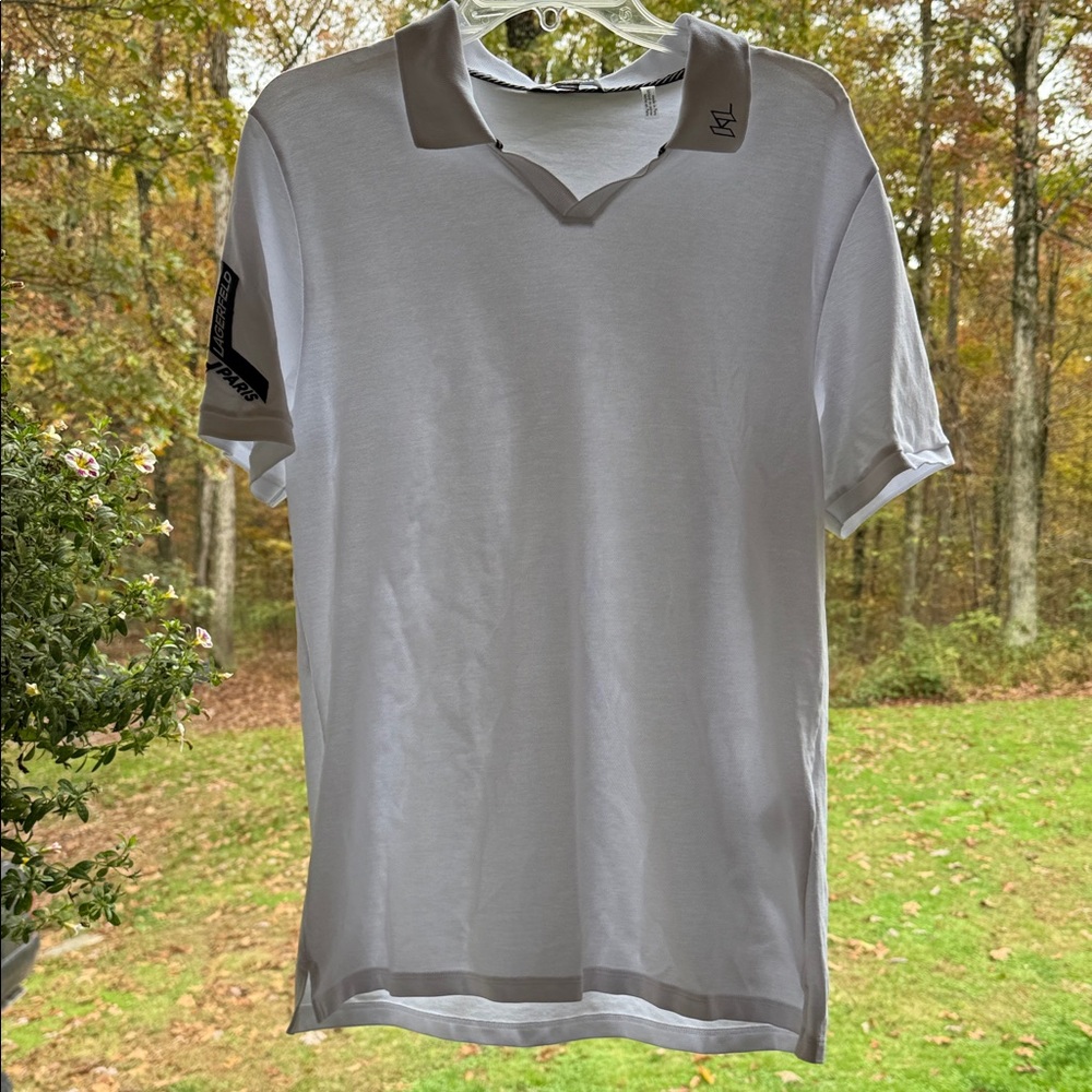 NWOTS Karl Lagerfeld White Polo with Black and Black Details